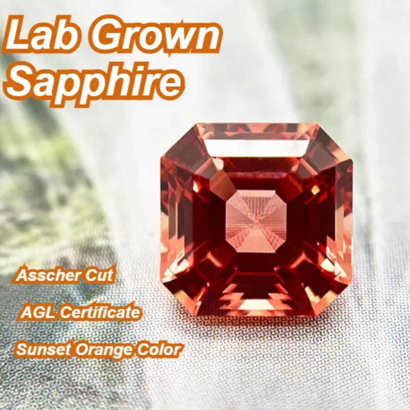 

Лидер продаж, выращенный в лаборатории сапфир, огранка Asscher, закат оранжевого цвета, сделай сам, подвески, изготовление ювелирных изделий, основные материалы, сертификат на выбор