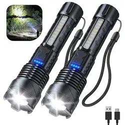 Zoomable LED Flashlight Rechargeable Torch Lantern Ultra Powerful Flashlight With USB Charging Outdoor For Hiking Camping