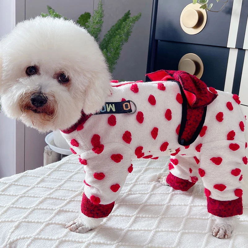 Pet Dog Jumpsuit Warm Thicken Woolen Winter Puppy Clothes Protect Belly Overalls Zipper Pajamas For Small Dogs Chihuahua Coat