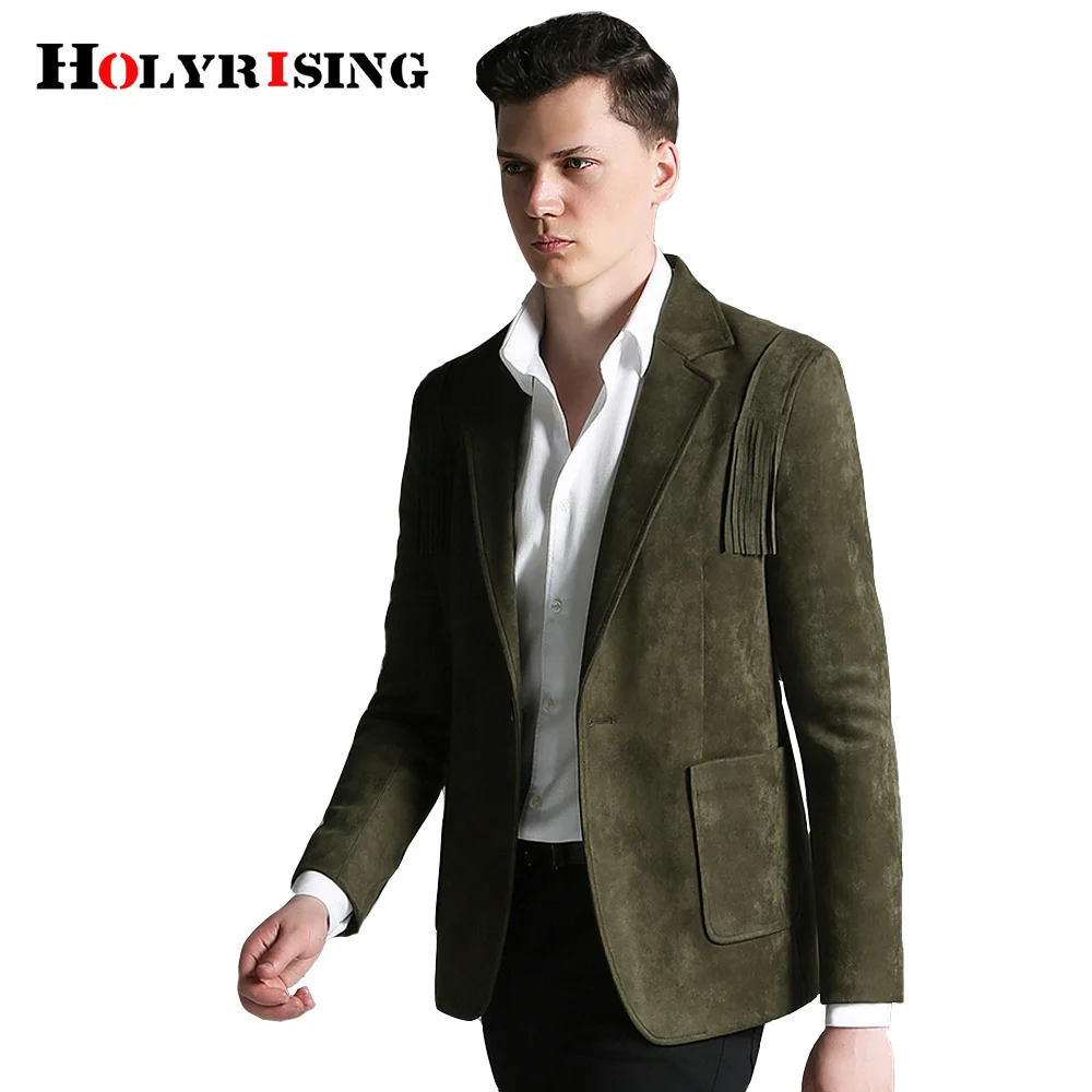 Holyrising men Blazers jacket Men fake suede slim fit classic double-breasted S-3XL #18115