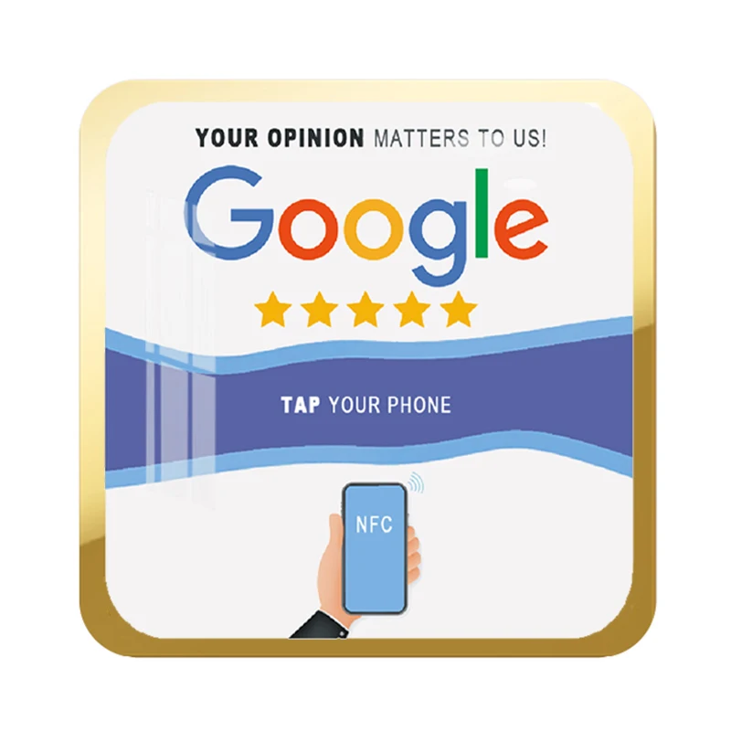 Placa NFC de Material acrílico, pegatina de placa NFC para reseñas de Google, interacción de redes sociales de Instagram