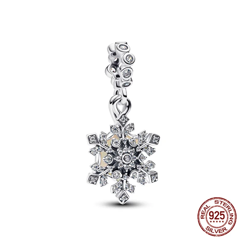 Charm-Anhänger aus 925er Silber, exquisite Rosen und Schneeflocken, passend für 3 mm Armbänder, Halsketten für Frauen, luxuriöser DIY-Schmuck, Geschenke