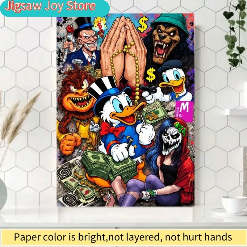 لغز ديزني الملون بتصميم العصابات |   تتميز بشخصية الرجل ذو القبعة العلوية الذي يحمل المسدس، والوحش ذو الأسنان، والذئب ذو القبعة الخضراء، والرجل ذو القبعة العلوية.