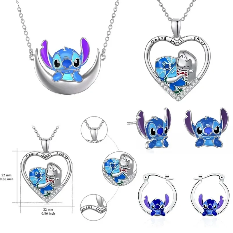 Stitch Necklace Cartoon Disney Earrings Friendship Necklace Children's Birthday Gift Fashion Festival Gift Pendant