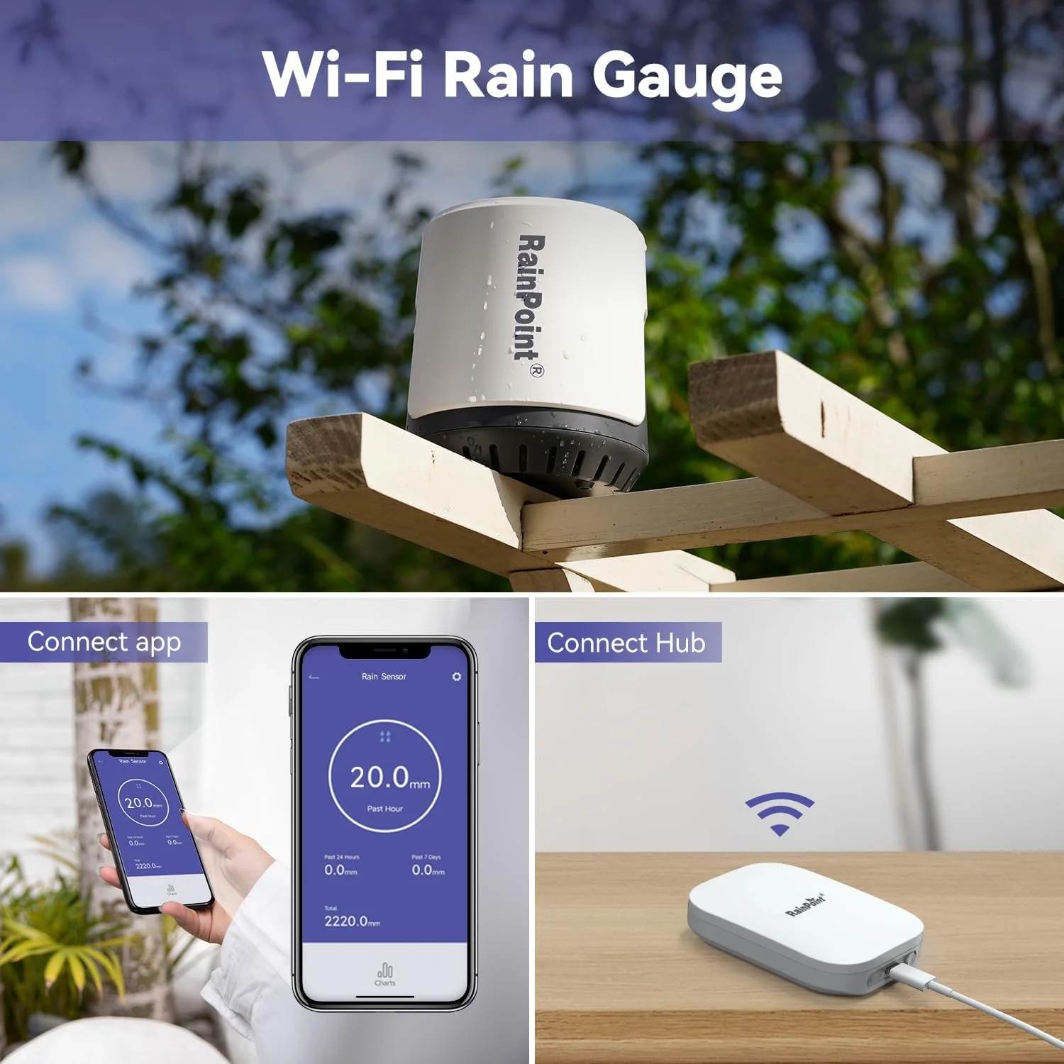 Rain Gauge Digital - 【Hit】RAINPOINT Bezprzewodowy Cyfrowy Deszczomierz Zewnętrzny z