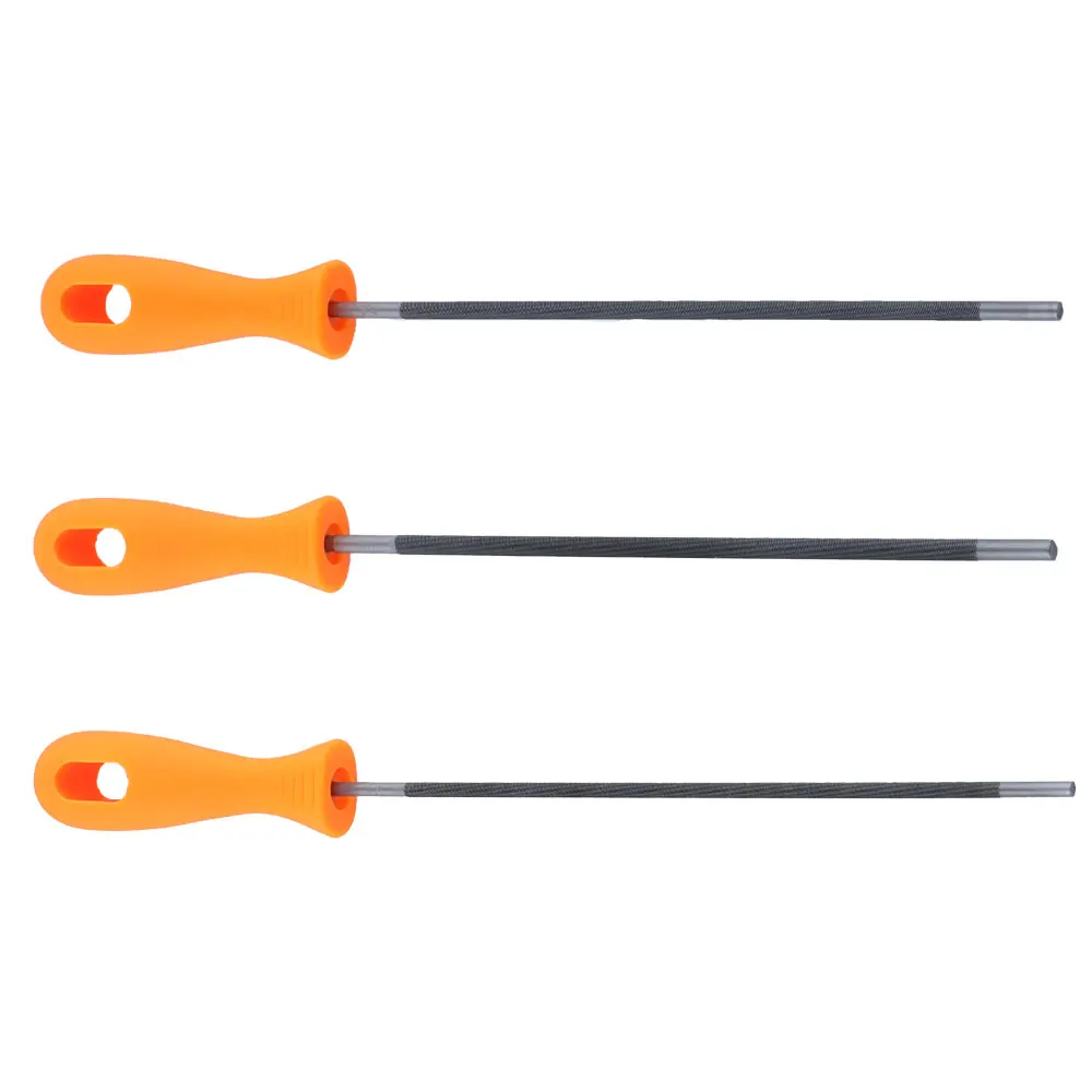 Afilador de cadena para motosierra, Lima redonda de acero con mango de plástico (3, 5/32, 7/32, 3/16 pulgadas)