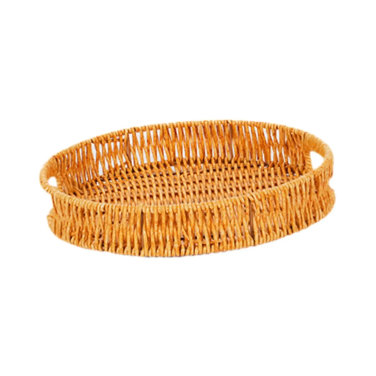 Imitation Rattan Bread Basket Forks Spoons Storage Organizer Snack Tray Fruit Tray for Cupboards Napkins Spoons Fruits Onions