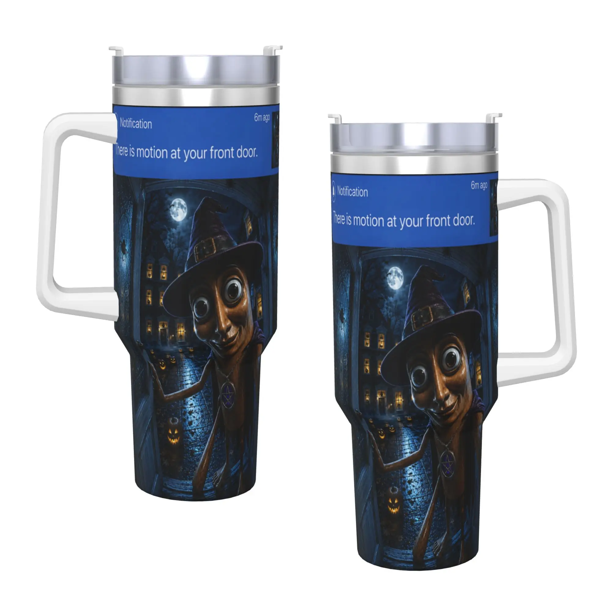 There is Motion at Your Front Door Tung Tung Sahur Halloween Tumbler  Cold and Hot Water Bottle Stainless Steel Thermal Cups