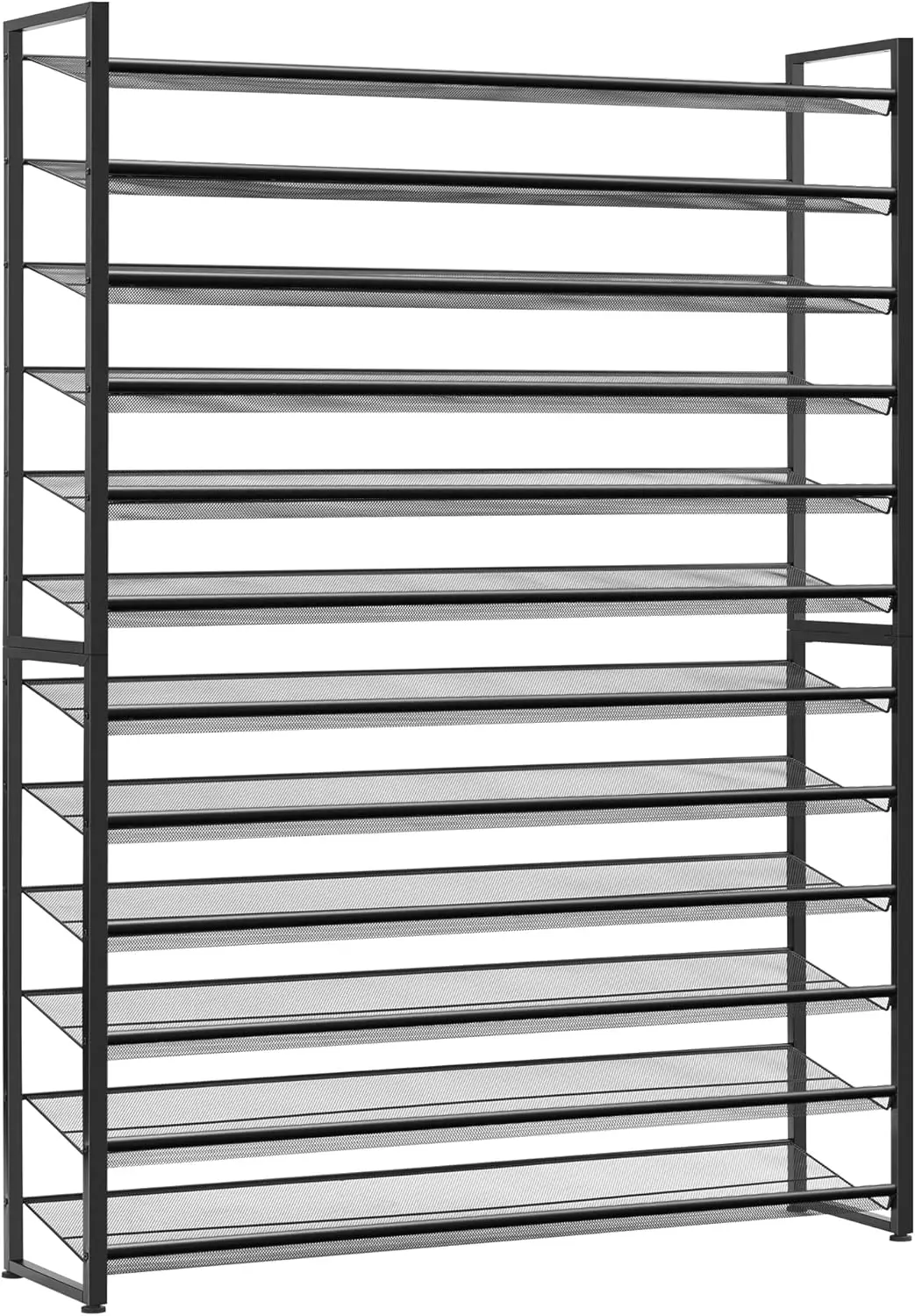 

12-уровневый металлический органайзер для обуви, вмещает 75 пар, штабелируемая полка для хранения для гаражного шкафа в прихожей