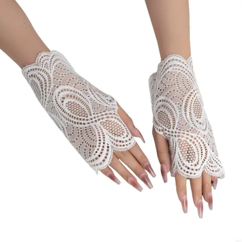 Y88A Lace Armband Hand Covers Comfortable Wrist Length Decorative Cuff Sleeves For Female Office Party and Leisure Outfits