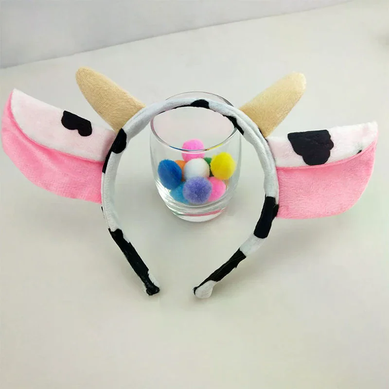 

Creative Cow Milk Horn Ear Headband Animal Cosplay Costume Hair Band Party Props Soft Comfortable