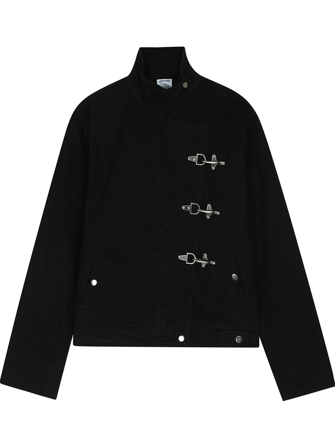 

Retro Stand Collar Men's Jaet Spring Autumn New Sle High-End Metal Bule Decorative Workwear Trendy Outerwear Coat