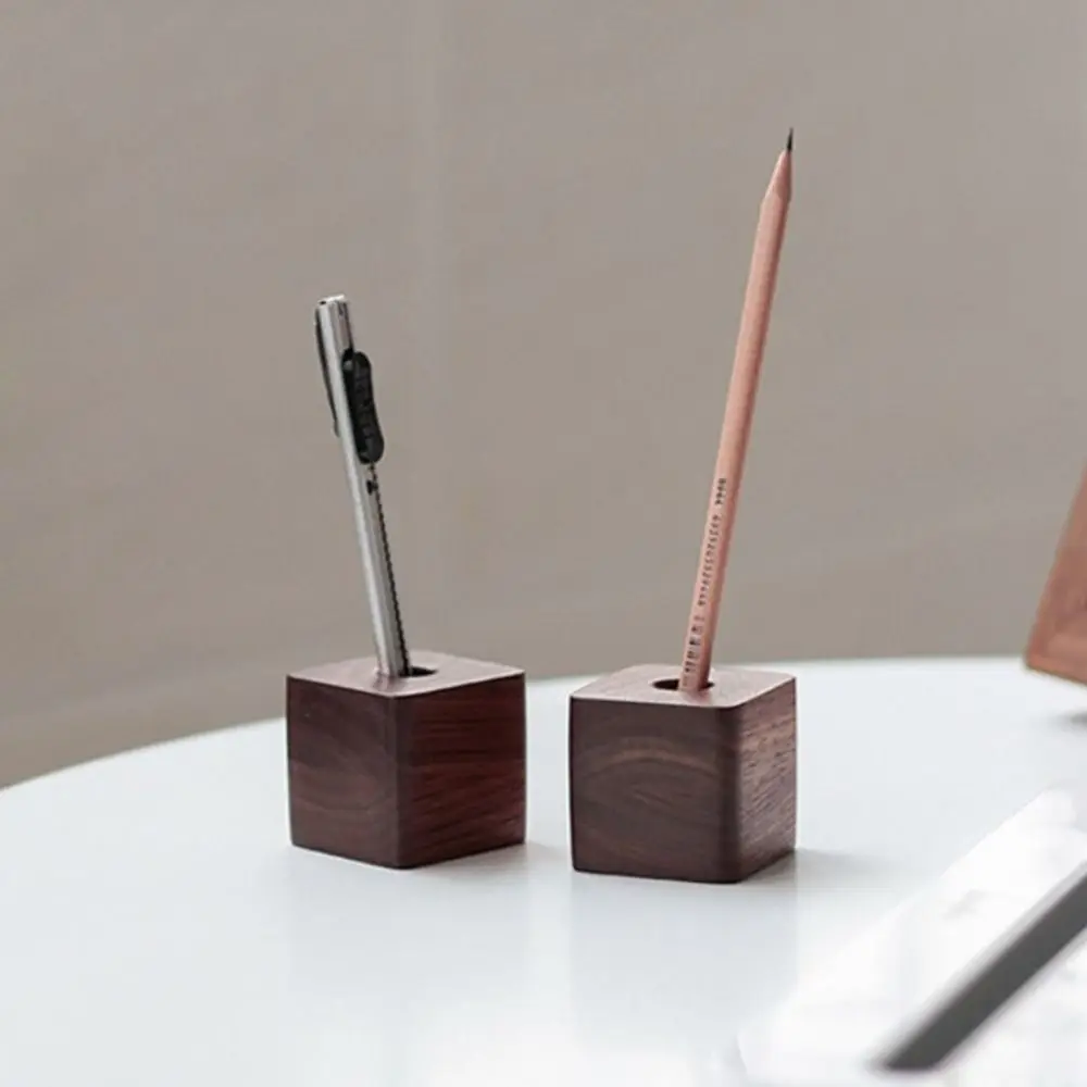 Pen Storage Box Wooden Single Pen Holder Multi-functional Black Walnut Desktop Pencil Holder Beech Desktop Storage