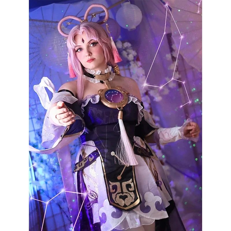 ROLECOS Fu Xuan Cosplay Costume Honkai Star Rail Divination Commission Fu Xuan Sexy Long Sleeve Dress Halloween Outfit