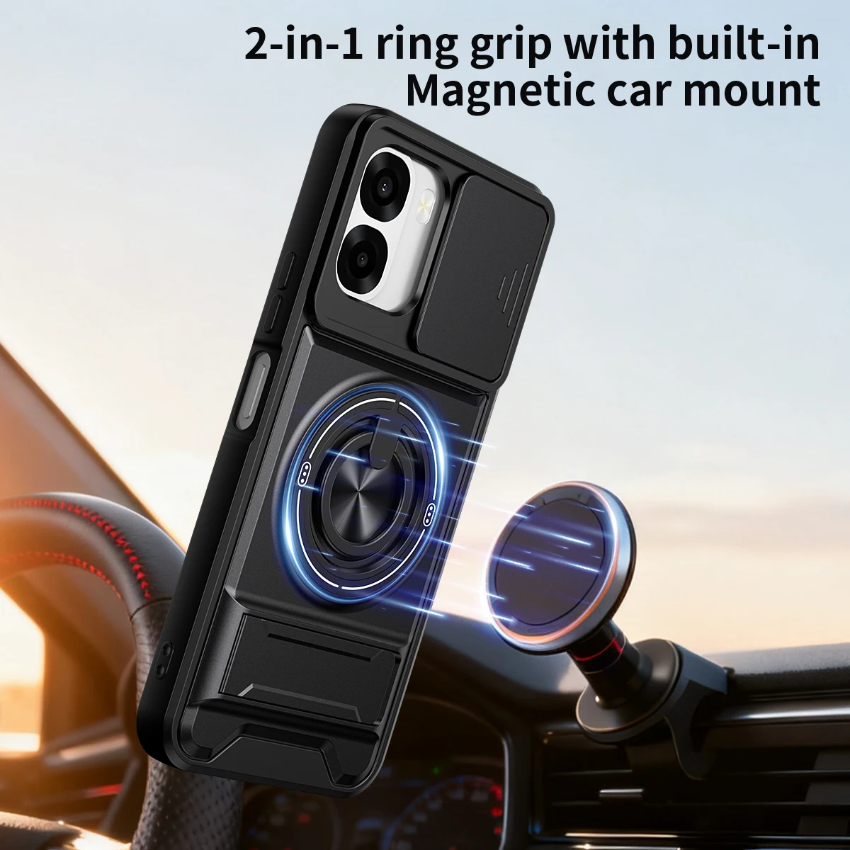 Armor Phone Case For Oppo A6x A6k A6t A6 5G Cover Lens Protection Magnetcic Ring Stand Holder Back Shell Fundas view 3