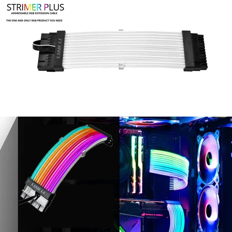 Strimer plus lian li Verlängerung kabel adressierbar RGB 24pin ATX / VGA Stromkabel dreifach 8pin Silikon Regenbogen Lichtleiter