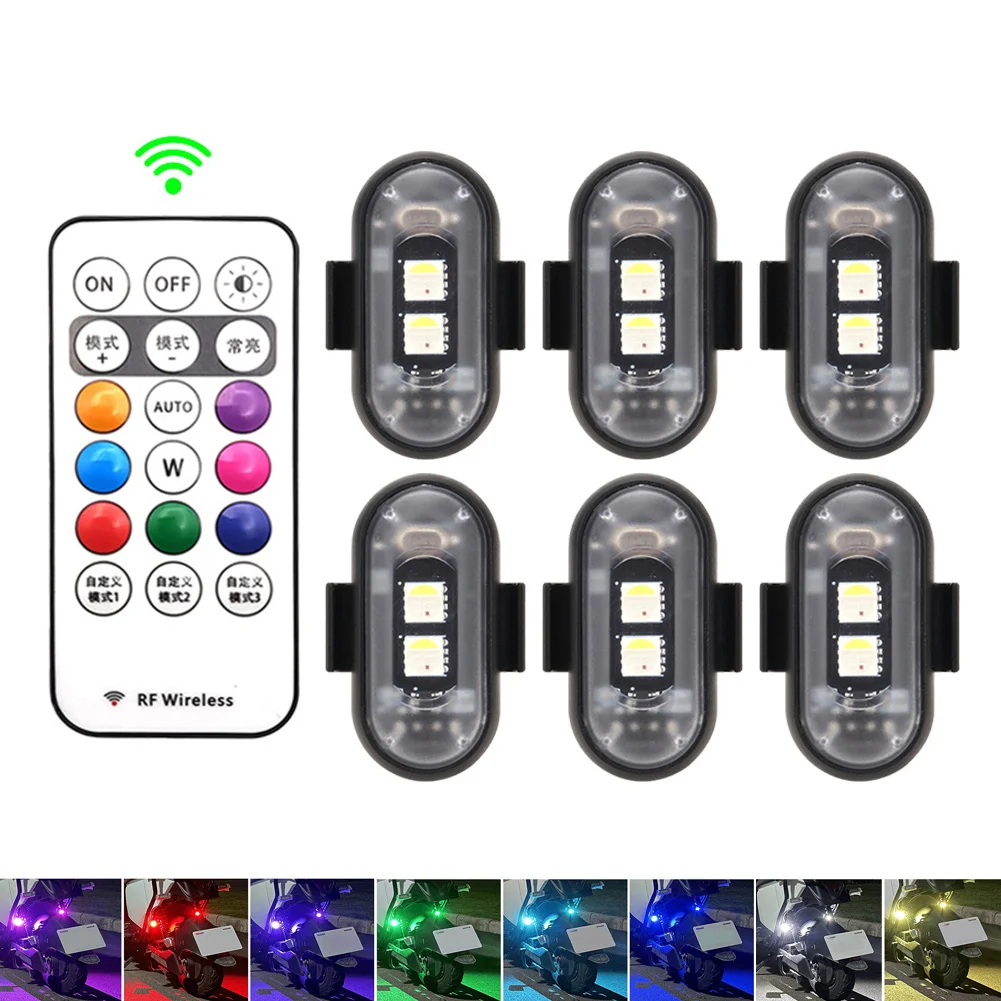 Luci stroboscopiche per auto a LED RGB Posizione flash a LED per moto Luce wireless Aereo Aereo Elicottero Luci di avvertimento Accessori