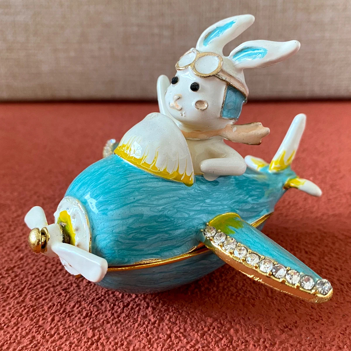 

2023 Rabbit Figurines Jewelry Trinket Box Hinged Hand-Painted Collectible Ring Holders Creative Xmas Gift Dressing Table Deocr