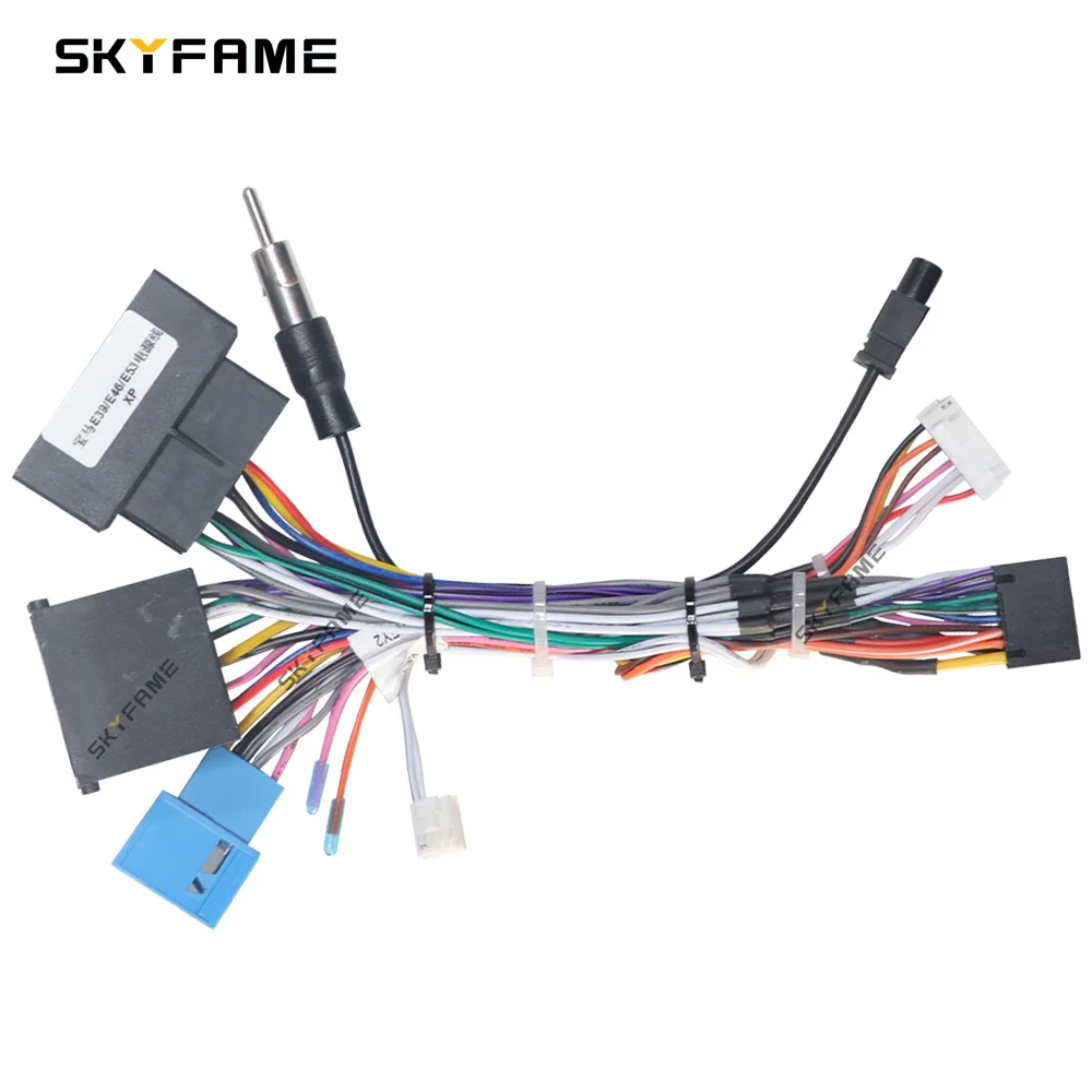 SKYFAME سيارة 16pin الأسلاك تسخير محول Canbus صندوق فك أندرويد راديو كابل الطاقة لسيارات BMW 3 سلسلة E39 E46 E53 X5