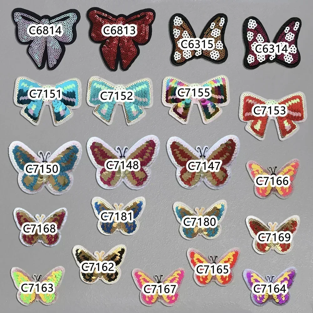 Wholesale sales of 1 piece insect butterfly Sequin embroidery patch Hot melt adhesive ironing Sewable Repair hole decorate