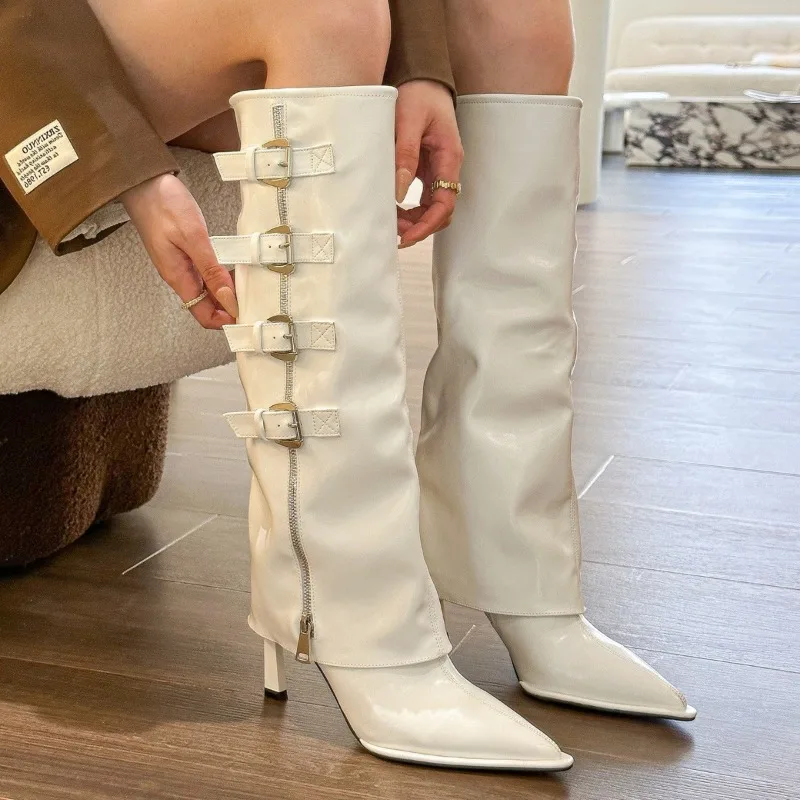 Womens Shoes Fashion Model Pointed Tip High Heel Boots for Woman Exquisite Soft Leather Tube Boots Designer Shoes Botas Feminina