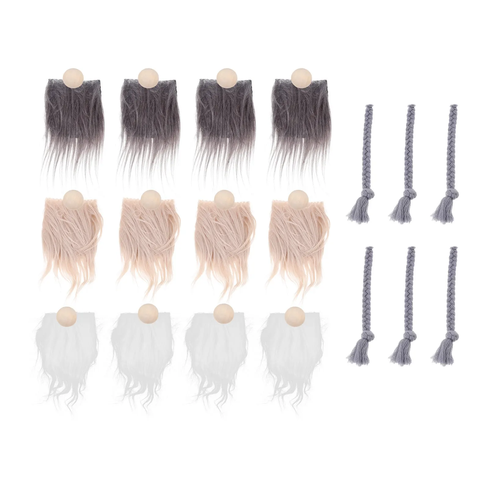 

1Set Pre-Cut Gnome Beard Set Safe Material DIY Gnome Making Supplies Cotton Beard Braids Decoration Accessories