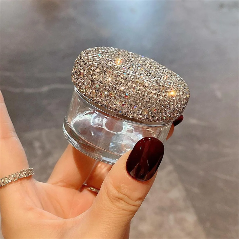 Luxury Sparkling Cosmetics Jar Travel Portable Face Lotion Refillable Container Bling Diamond Emulsion Box Sample Packing