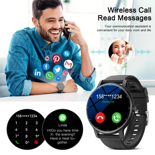 Imagen 2 del producto LIGE-reloj inteligente para hombre y mujer, accesorio de pulsera resistente al agua con llamadas, Bluetooth, seguimiento de actividad deportiva, compatible con Android e IOS