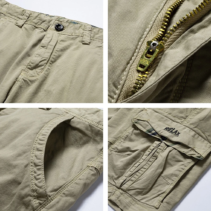 Sommer Herren Multi Taschen Baumwolle Cargo Shorts Männer Mode solide schnell trocknen Shorts Männer Outdoor atmungsaktive Militär Shorts männlich heiß