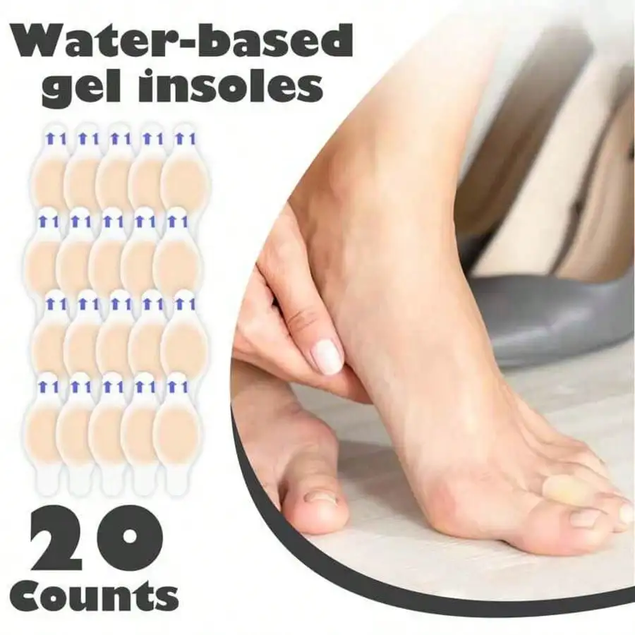 20 Counts Hydrocolloid Heel Blister Patches, Water-Based Gel Anti-Rub Shoe Heel Cushion Bandages, Invisible Waterproof Foot Blister Prevention Pads for High Heels Sneakers Boots