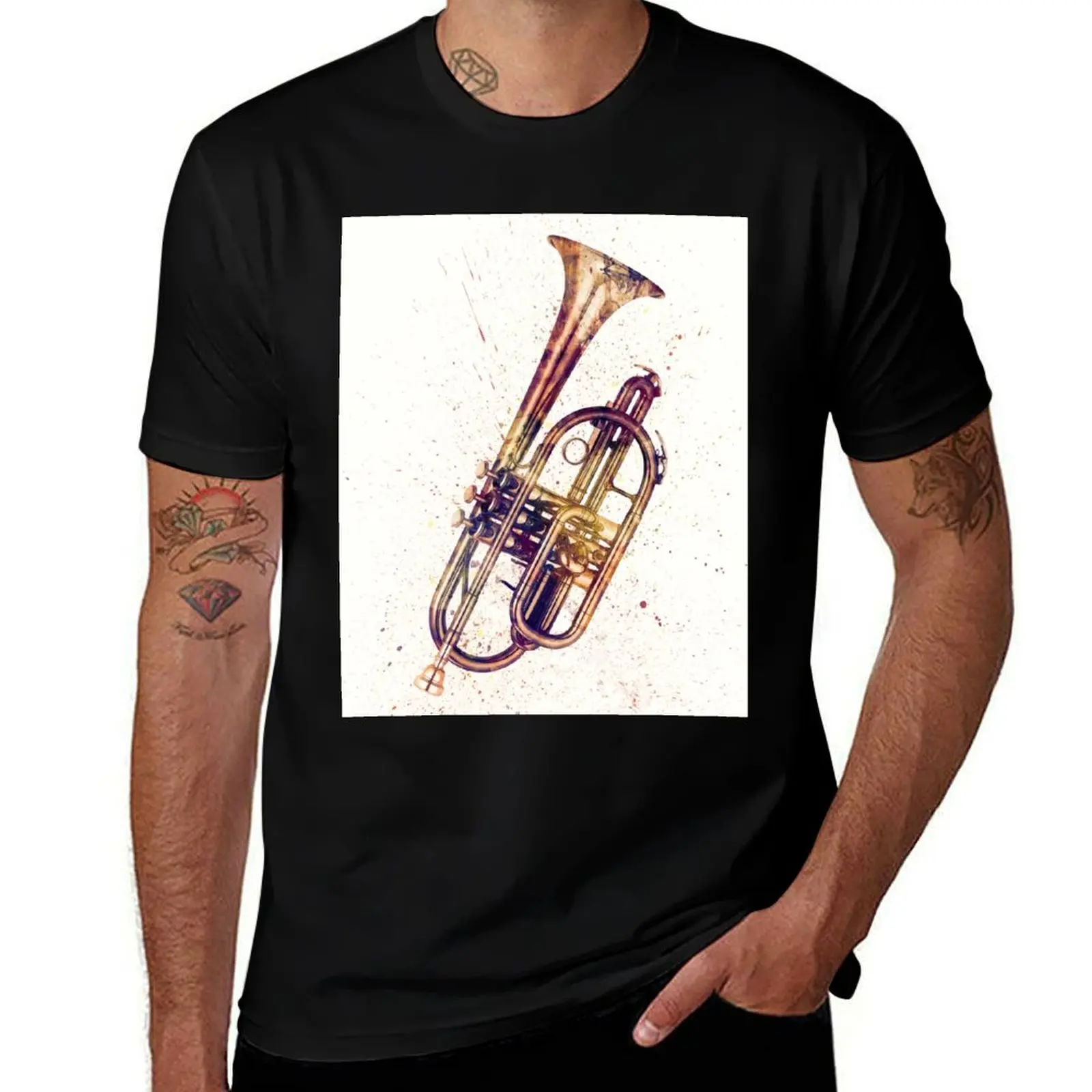 

Корнет абстрактная акварельная футболка мужская футболка летняя хлопковая футболка пакет футболка