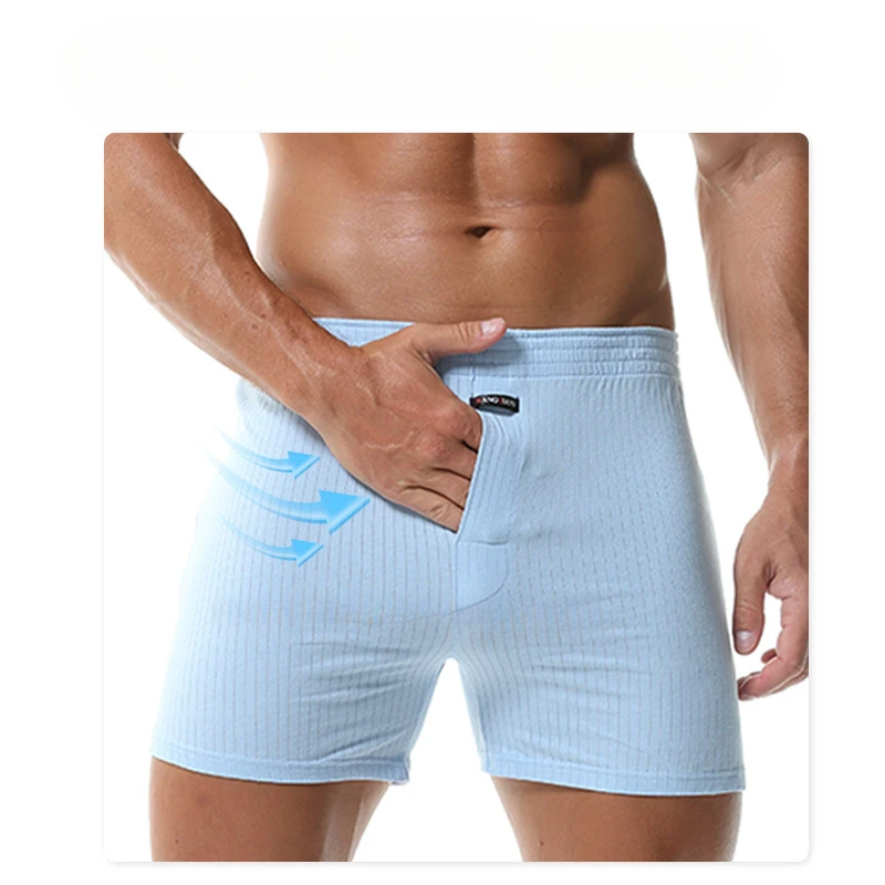 Cotton Boxer Shorts Men Soft Lengthen Underwear Open Pouch Arrow Pants Comfortable Pajamas Panties Male Breathable Underpants