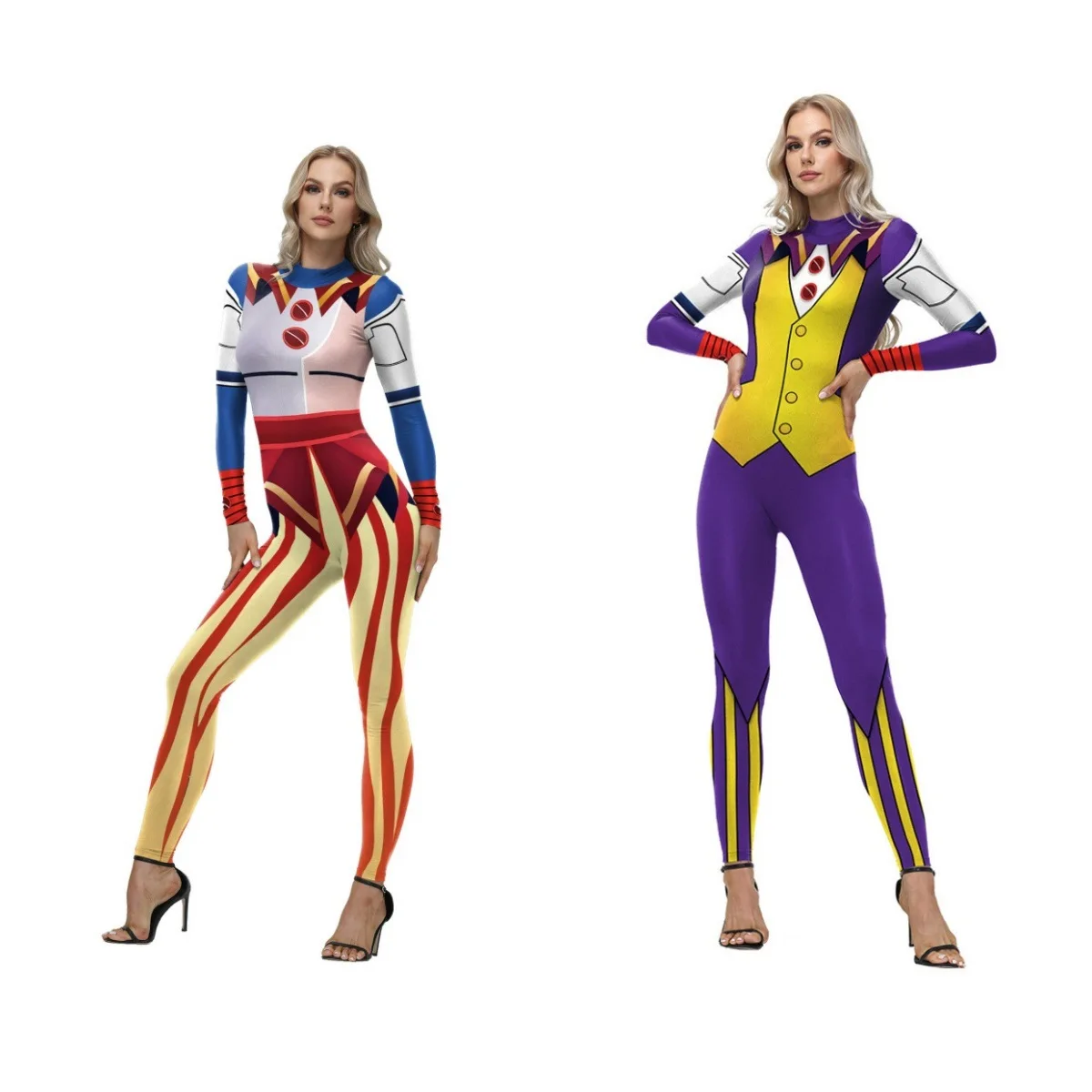 

Anime Sundrop Moondrop FNAF Cosplay Costume Unisex Circus Clown Jumpsuit Halloween Sundrop and Moondrop Cosplay Party Clothing