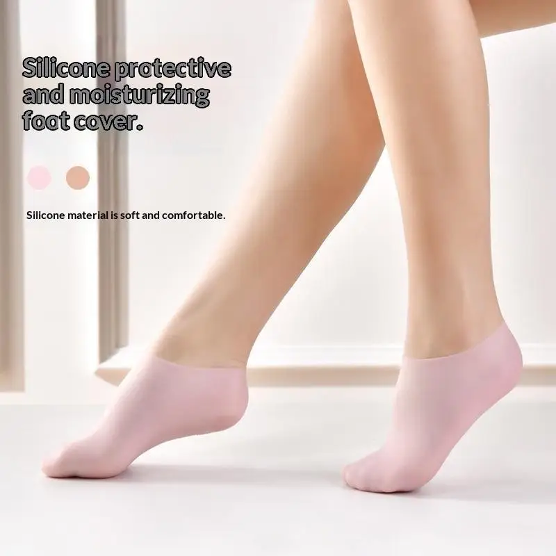 1 Paar Fußpflege-Massage-Socken, elastische Silikon-Fußsocken zur Feuchtigkeitspflege, für trockene, rissige Füße, zur Erweichung und zum Peeling. – Detail 4