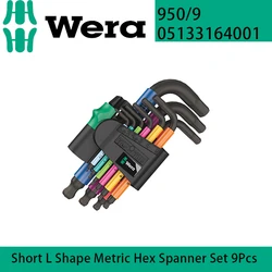 Wera 05133164001 Short L Shape Metric Hex Spanner Set 9Pcs 1.5-10mm 950/9 Hex-Plus Multicolour 2 BlackLaser L-key set HandTools