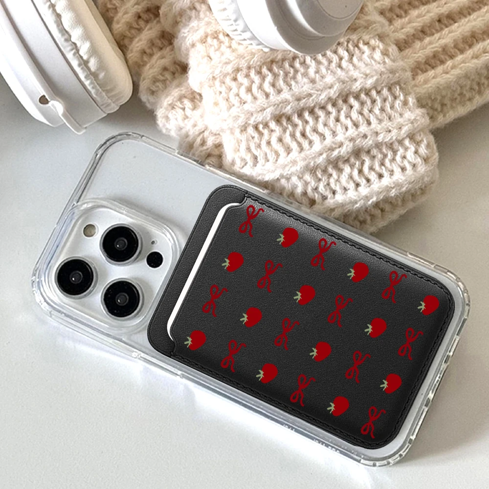 Leder-Kartenetui mit Magnetverschluss, Niedliche Tomatenhülle, Geeignet für alle iPhones, für Magsafe-Kartenhalter, Rückseitentasche für Handys – Detail 8