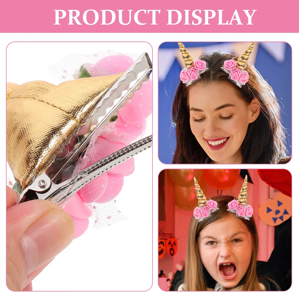 

3Pcs Unicorn Horn Hairclip Girls Hairpin Performance Party Hair Accessories Cute Hair Barrettes for Daily Styling