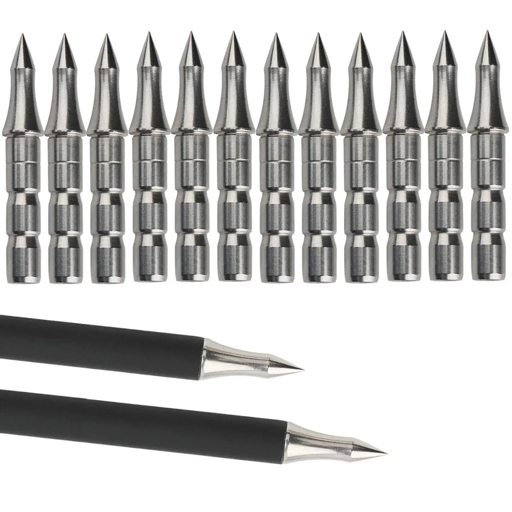 

100grain Arrow Points 12/24pcs Arrowhead Stainless Steel Arrow Tips ID 6.2mm Arrow Shafts Bow Archery Target Hunting Shooting