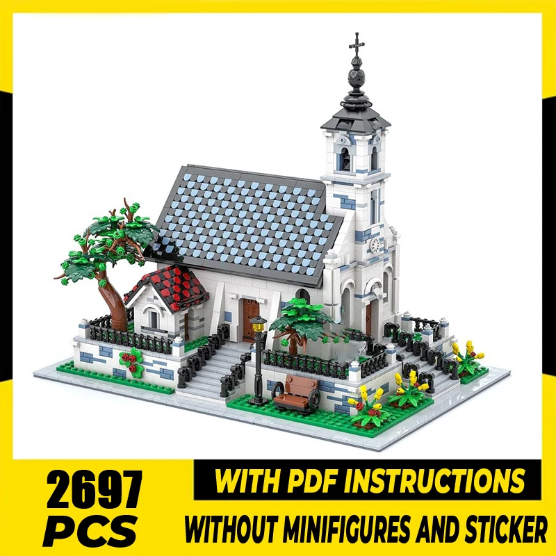 

City Street View Model Moc Building Blocks City Church Model Technology Bricks DIY Assembly Holiday Construstion Toy Gifts