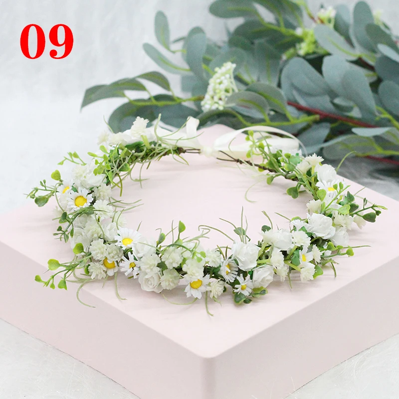 Spring Bohemian Flower Crowns For Women Girls Flower Headbands Bride Headpieces Floral Garland Wedding Wreaths Party Headwear