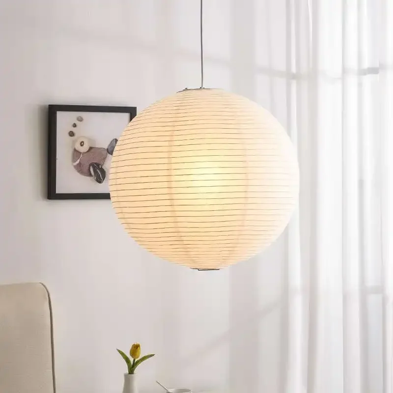 LED Akari Rice Paper Hanging Lamp for Living Dining Room Bedroom Paper Handwoven Pendant Lamp