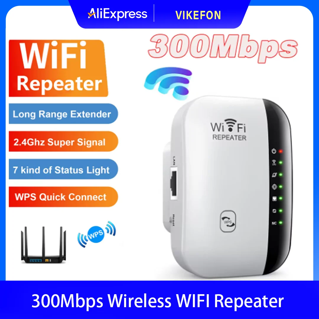 

300Mbps Wireless WIFI Repeater 2.4G Router Wifi Range Extender Wi-Fi Signal Amplifier 802.11N Network Card Adapter for PC