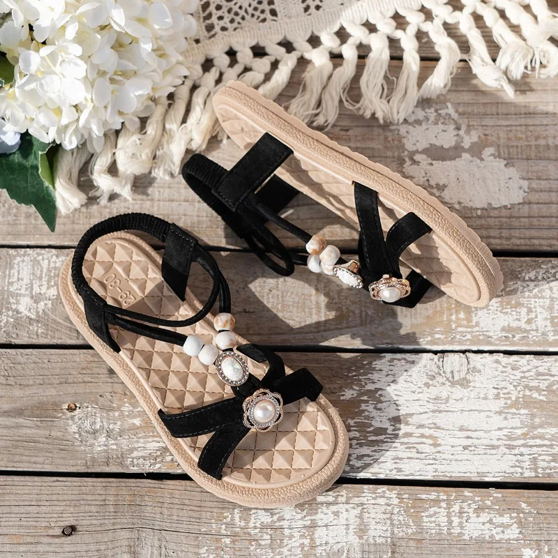

Summer Fashion Toddlers Beach Sandals 2026 Rhinestone Beading Children Hollow-out Sandals for Girls Causal Kids Open-toe Sandals