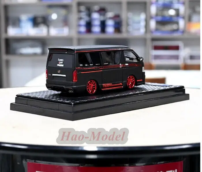 نموذج سيارة محاكاة Diecast من الراتنج لألعاب Hiace MPV ، شاحنة سوداء ، هدايا عيد ميلاد للأولاد ، هواية ، زخارف عرض ، 1:64