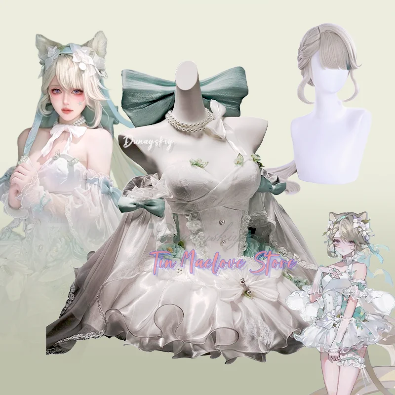 

Lynette Doujin Cosplay Costume Game Genshin Impact Angel's Courtyard White Dress Ballet Cute Fontaine