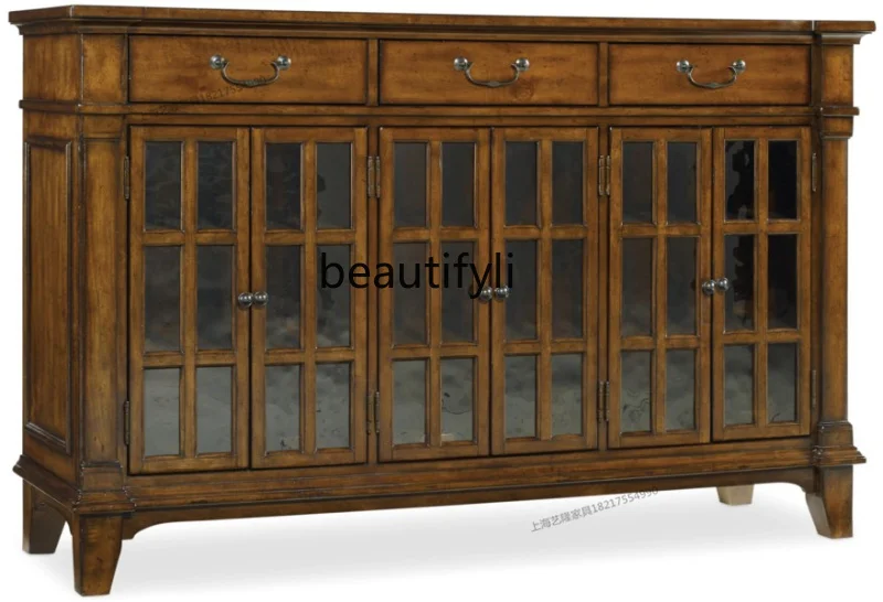 

American Casual Retro Dining Room Furniture Dining Porcelain Wine Cabinet Entrance Cabinet