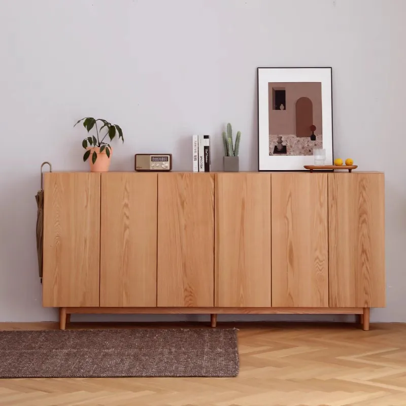 

Solid wood shoe cabinet Cherry wood storage Large capacity oak door Household log