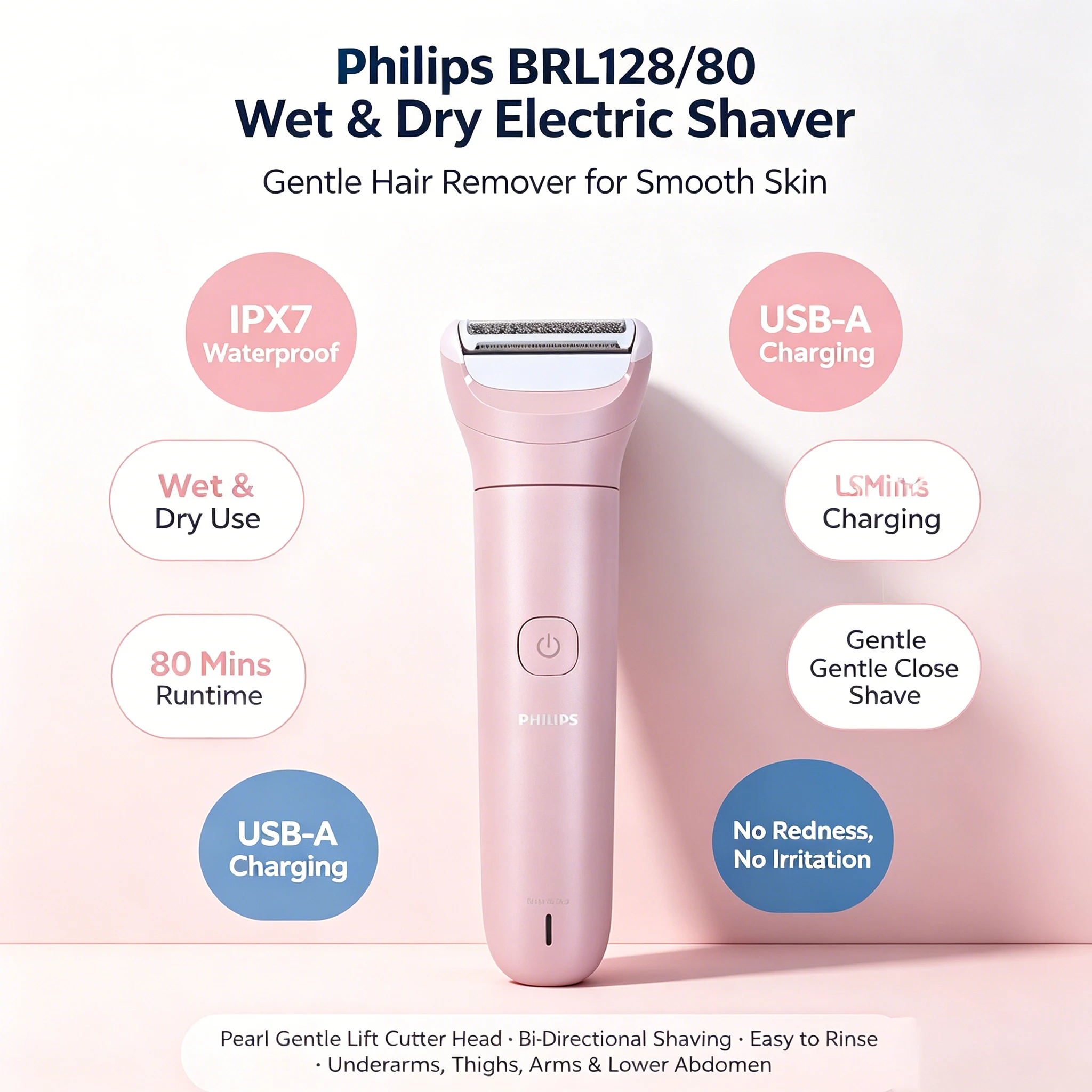 philips-brl128-wet-dry-electric-shaver-macaron-pink-ipx7-waterproof-usb-a-charging-gentle-hair-remover-for-underarm-arm-leg
