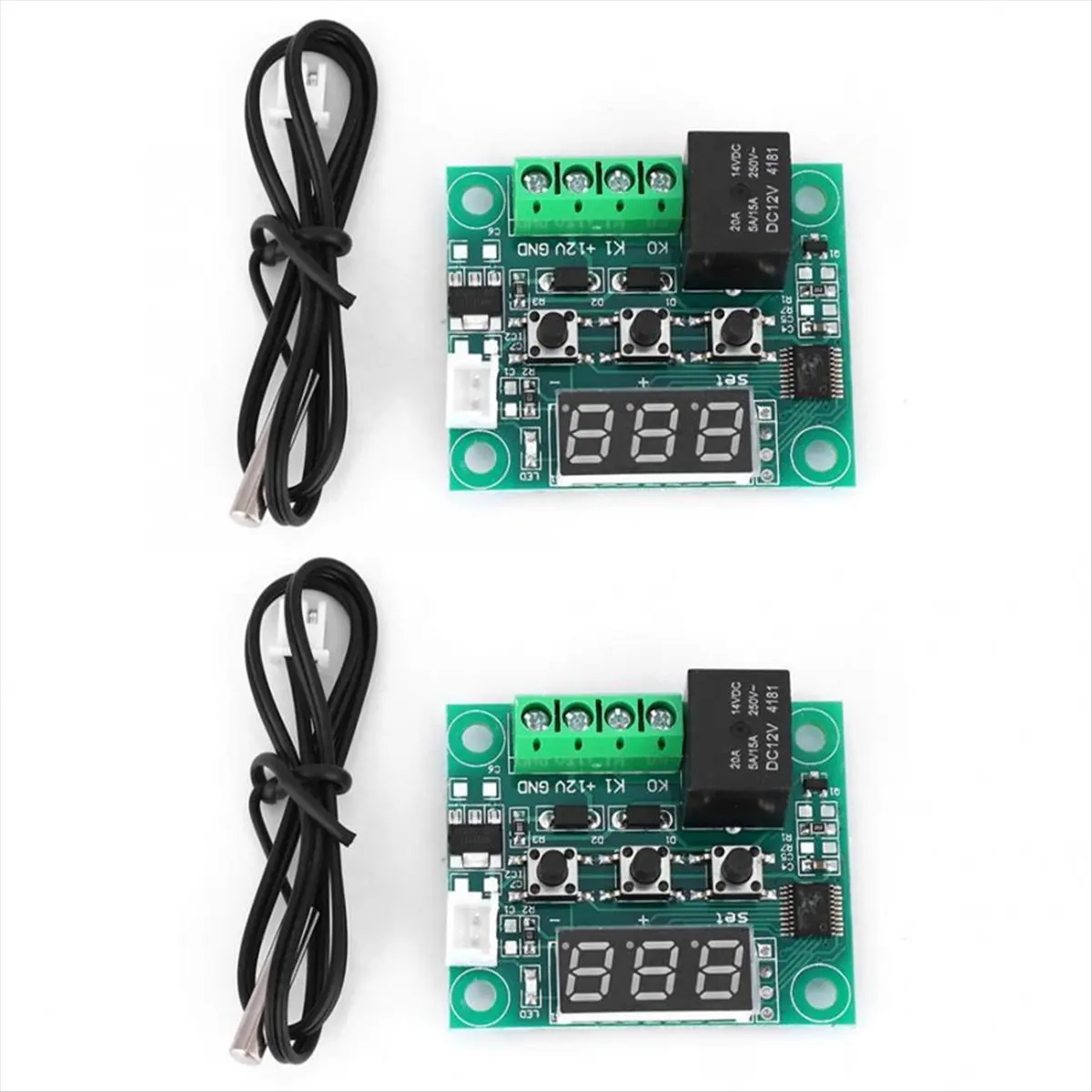 A62Z 2Pcs W1209 Temperature Controller Module with Case LED Display Digital Thermostat Module with Waterproof NTC Probe