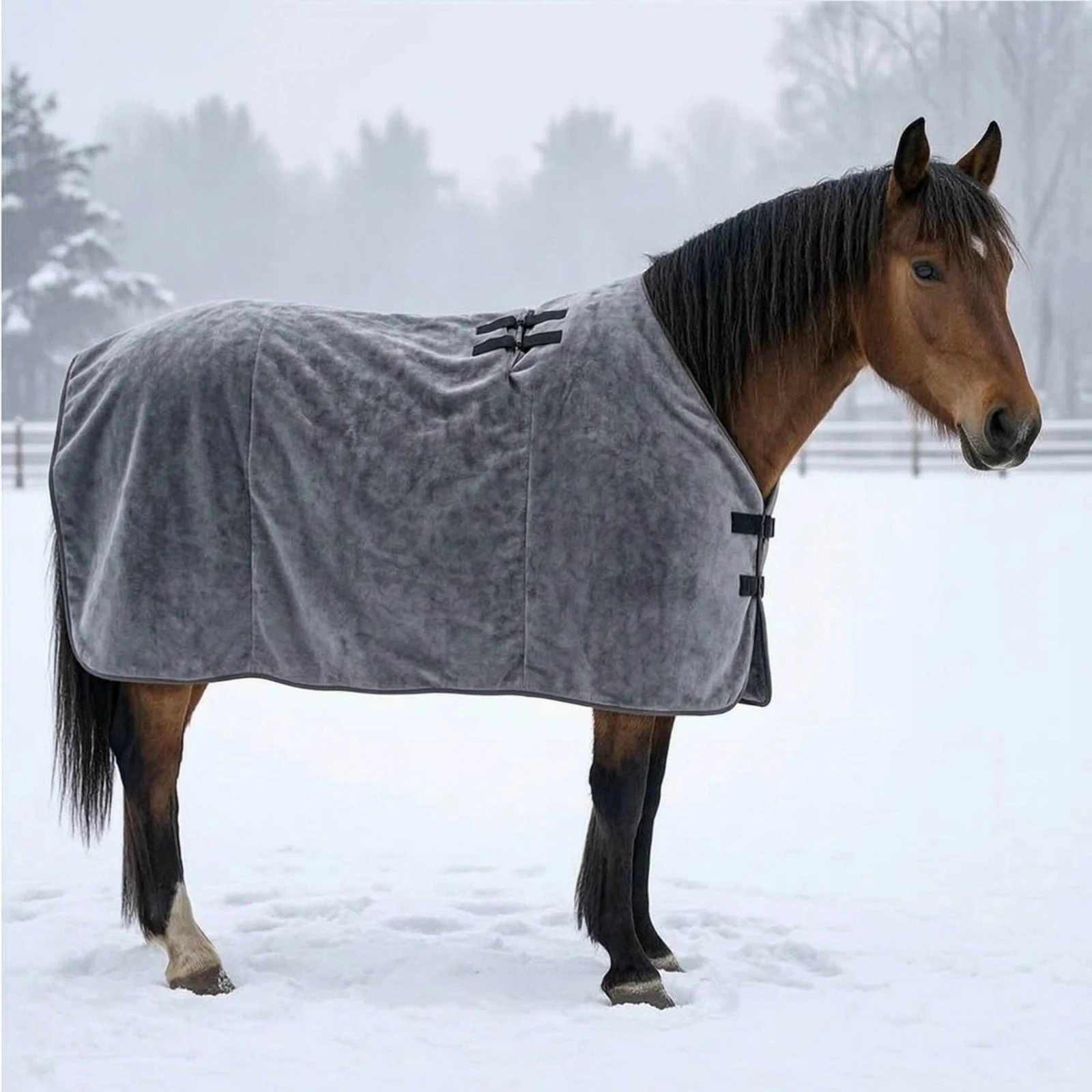 Winter Horse Blanket Soft Horse Blanket with Belly Straps Secure Lightweight for Horses, Stable, Turnout